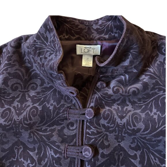 Ann Taylor Loft Velvet Blazer Plum Color Size 12 - Picture 3 of 11